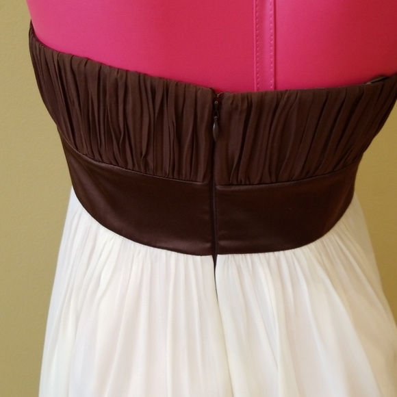BCBG Paris Classy Brown/WhiteTulle Strapless Dress - Picture 5 of 6